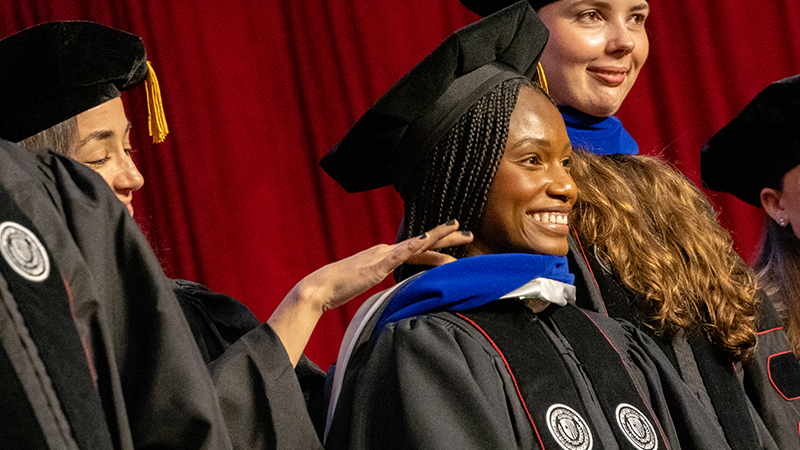 Students at doctoral hooding