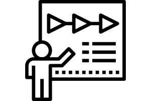 A person pointing to a graph