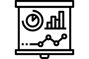 A chart with business graphs and trajectories