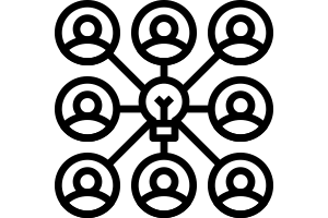 People around a lightbulb