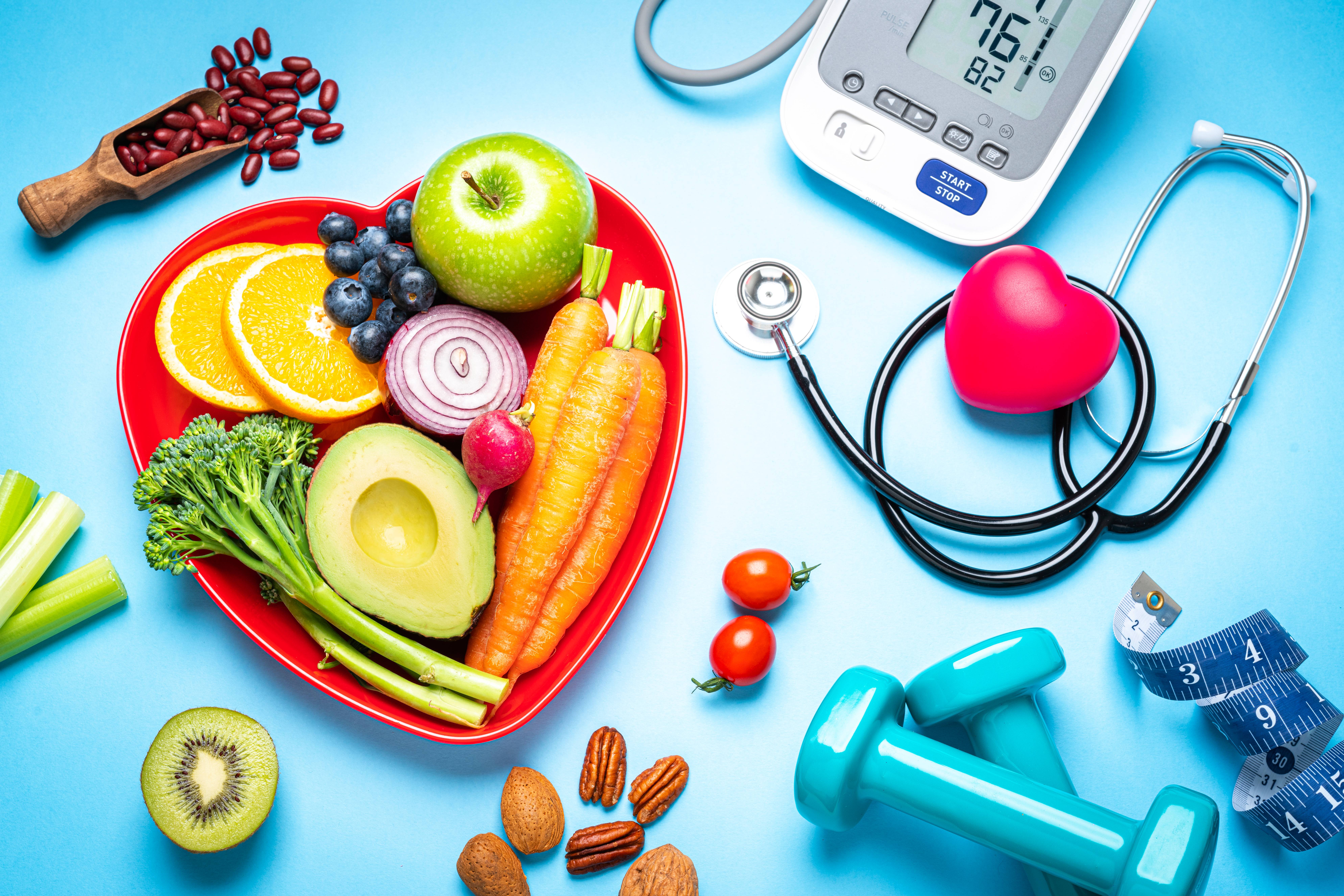 Healthy images of food and exercise