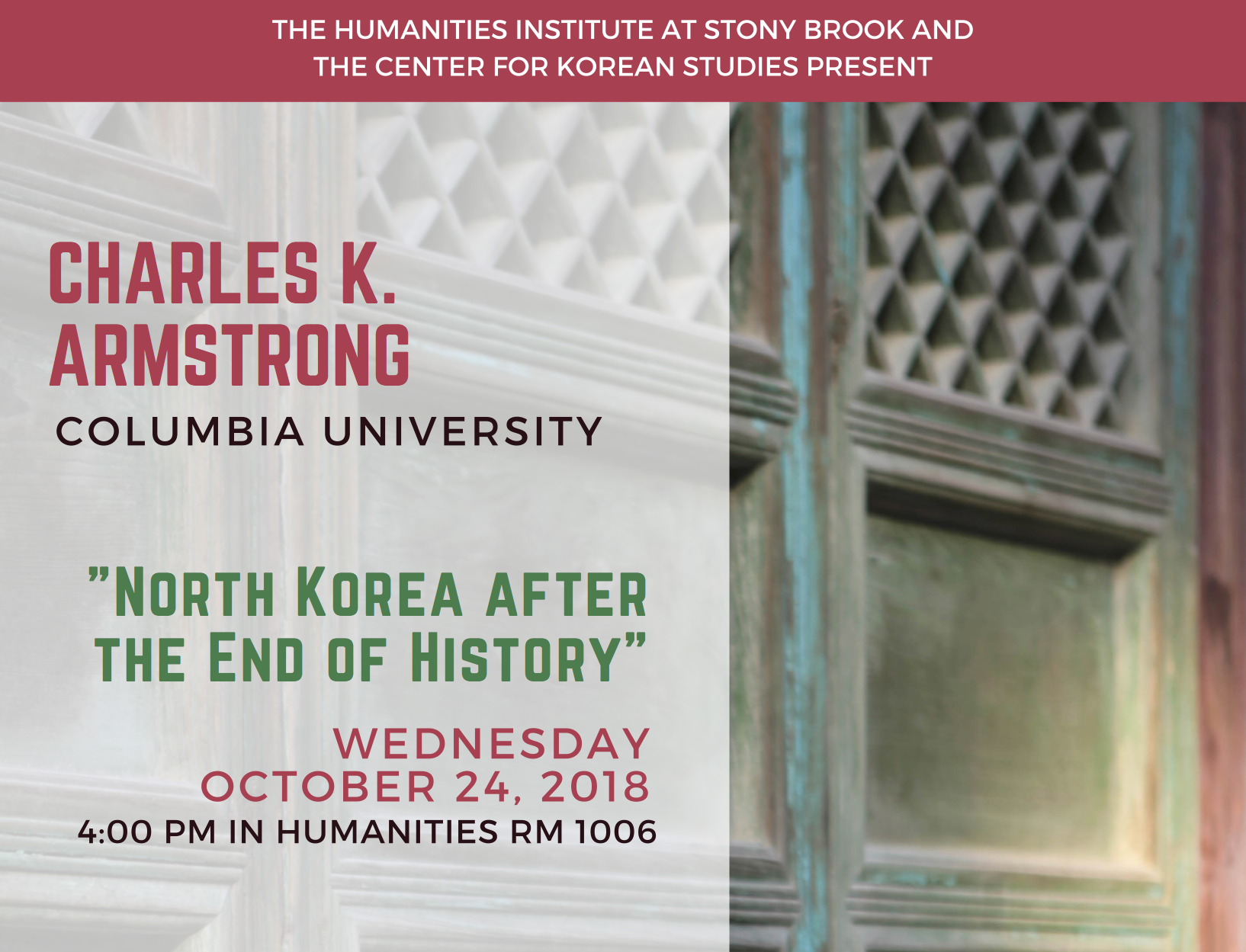 Fall 2018 Charles Armstrong event banner