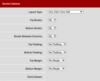 split section options