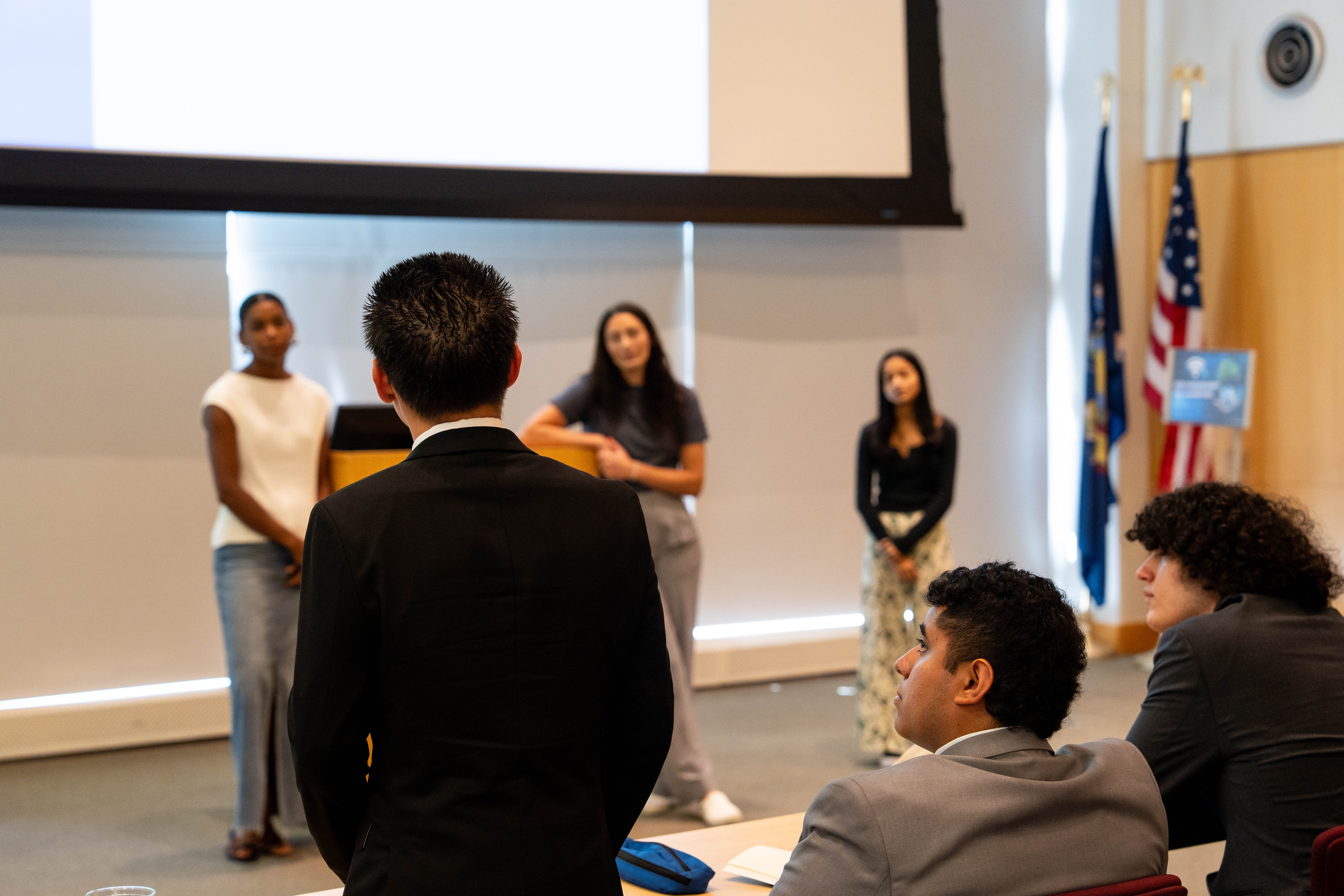 student speaking at event