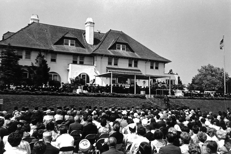 A view of the first-ever commencement at Southampton College, 1967.