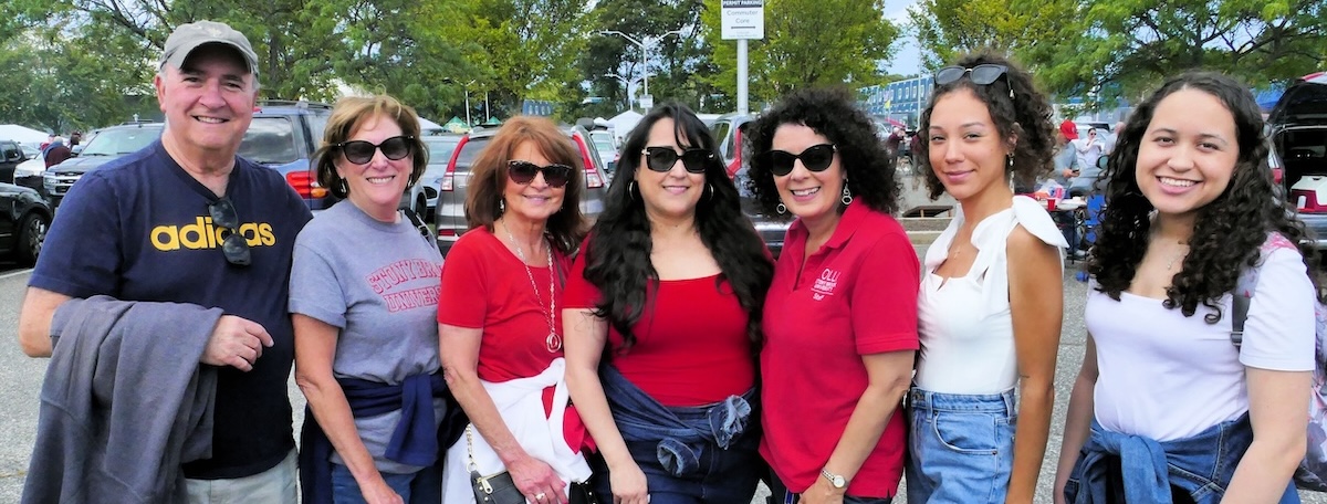 A group of people tailgating at Stony Brook University