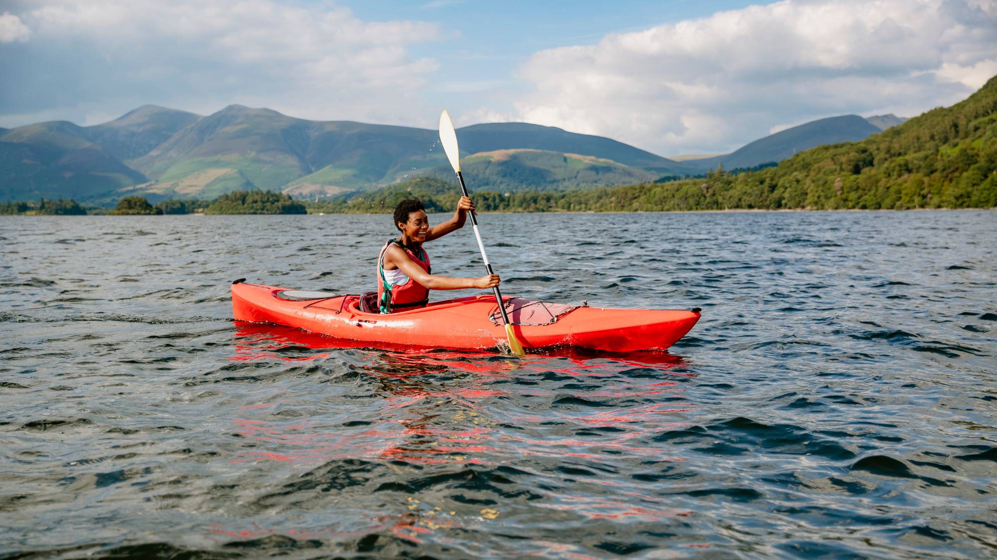 Young person kayaking