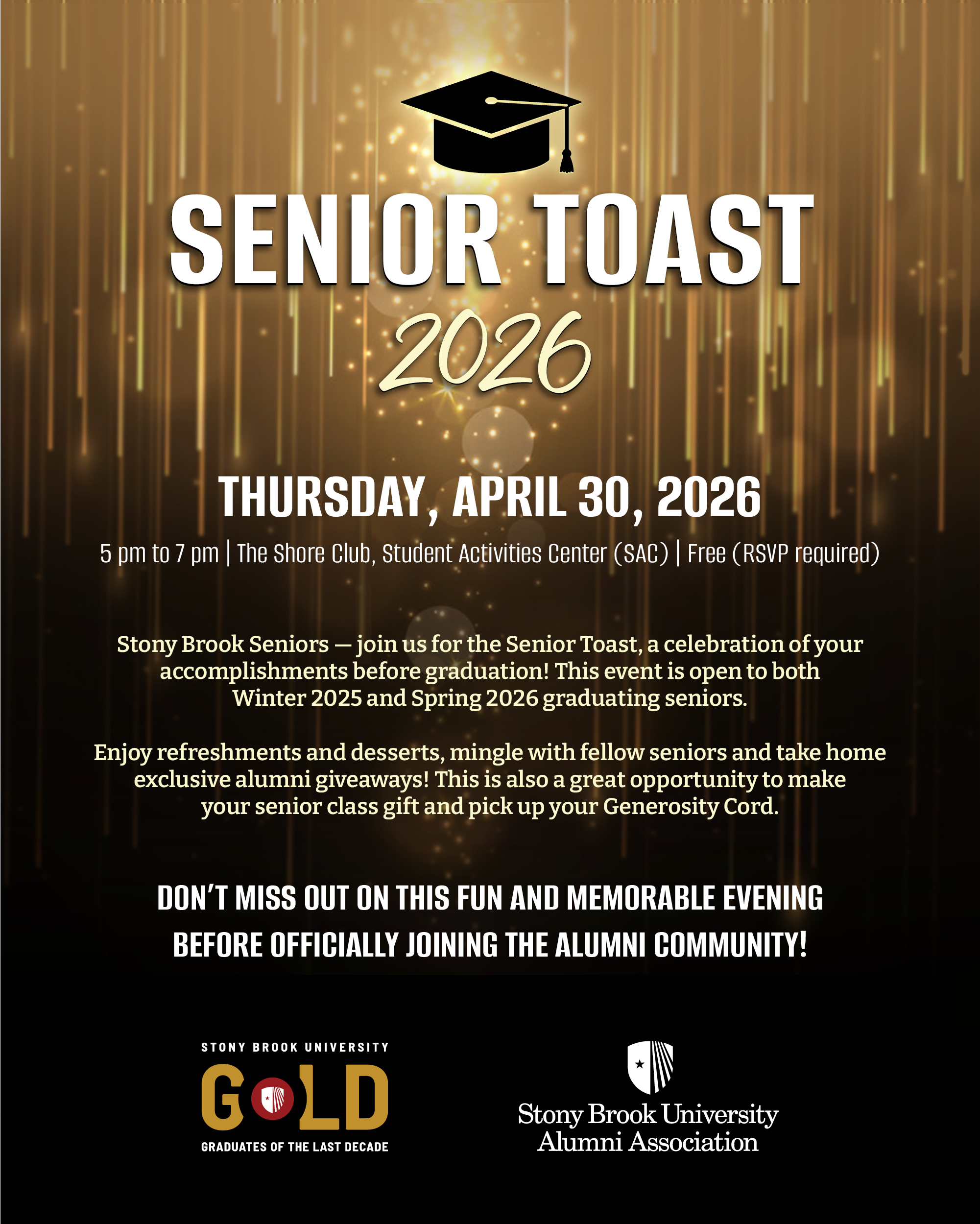 Flyer with Senior Toast details
