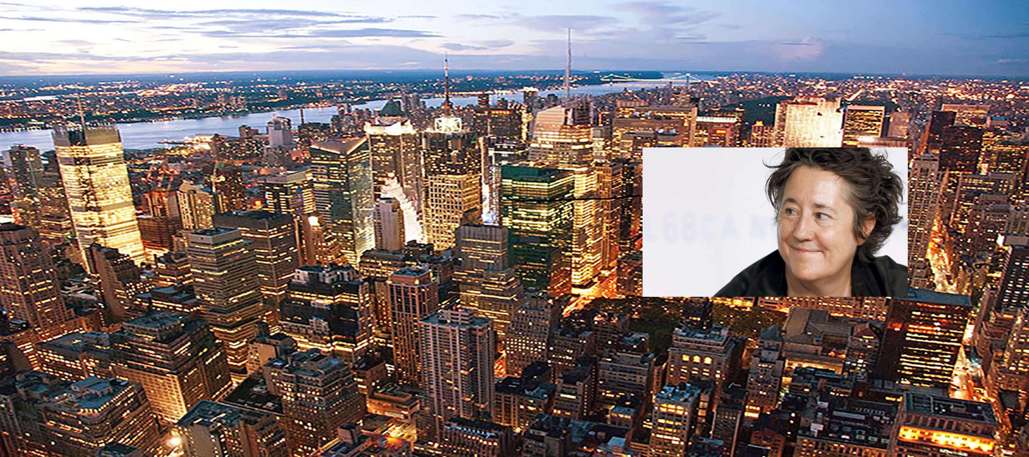 Image of Christine Vachon overtop of city skyline