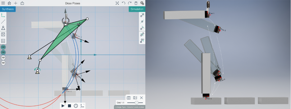 MotionGen: Interactive Design and Editing of Planar Four-Bar Motions for Generating Pose- and Geometric-Constraints