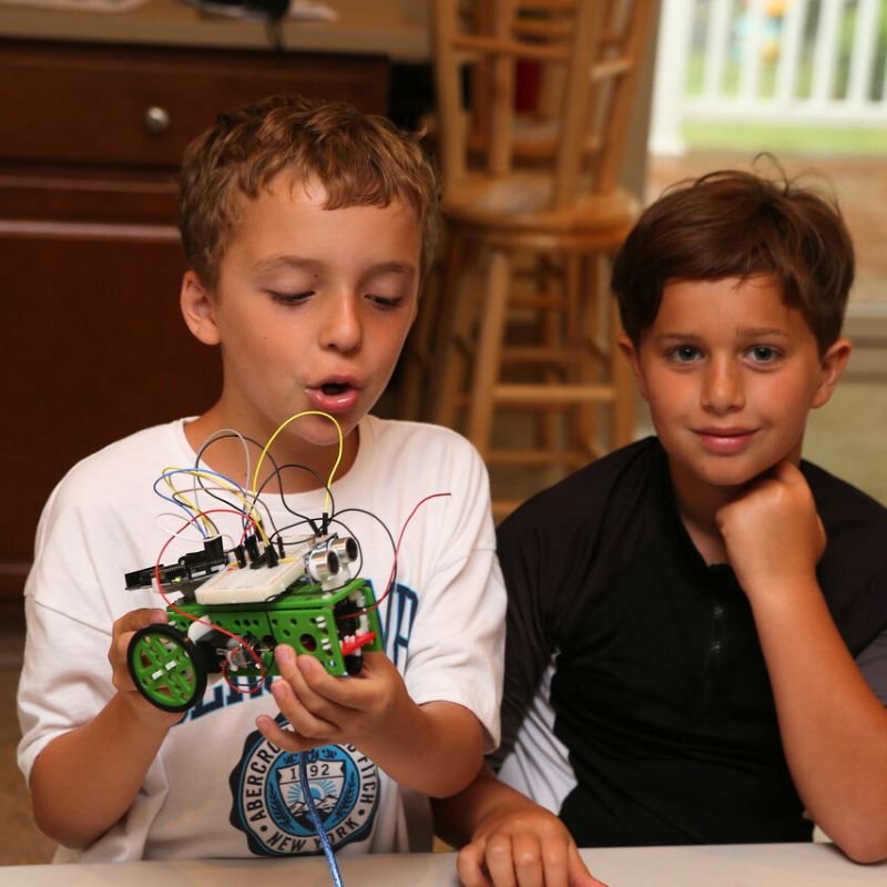 students testing robots