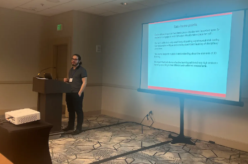 Evan Abreu giving a presentation at the National Association for Research in Science Teaching in Denver, CO.