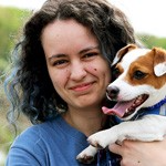 Dr. Rebecca Pearce holding a dog