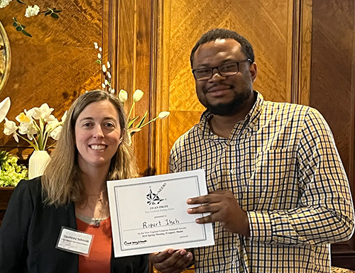 Rupert Ikeh with the Dean Prize for best graduate student poster at New England Estuarine Research Society Meeting in Freeport, Maine.
