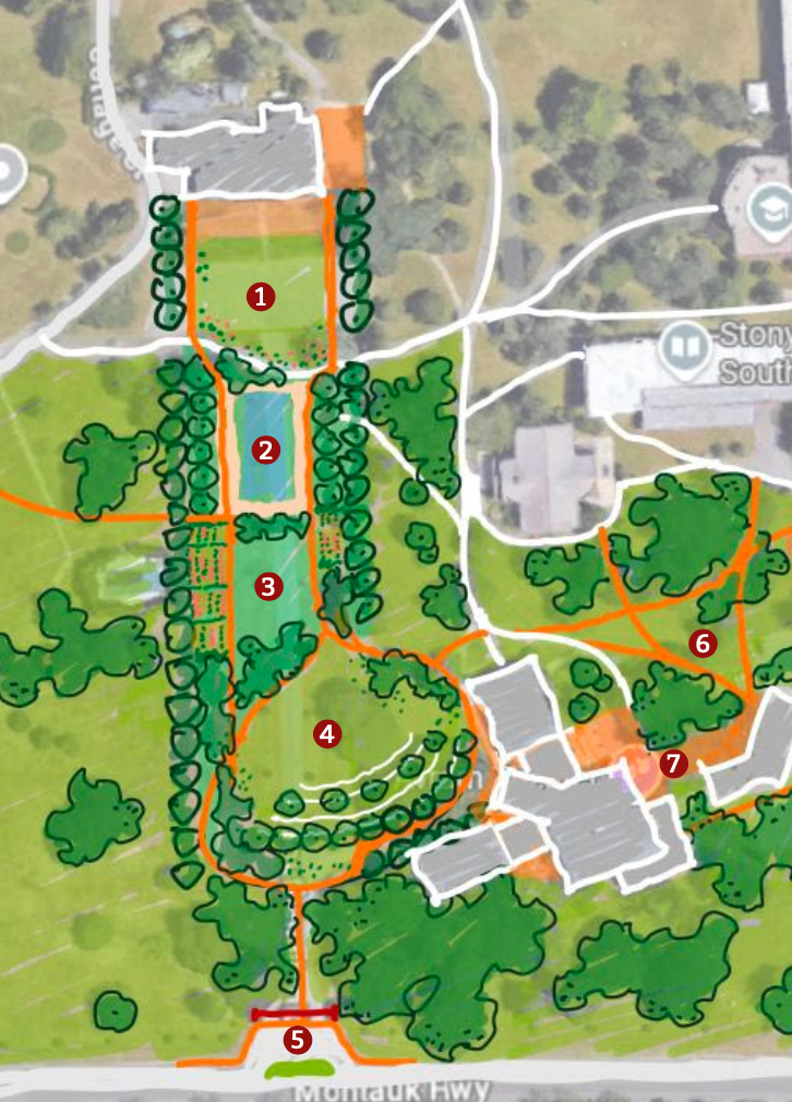 map with numerals pointing to areas of planned improvements