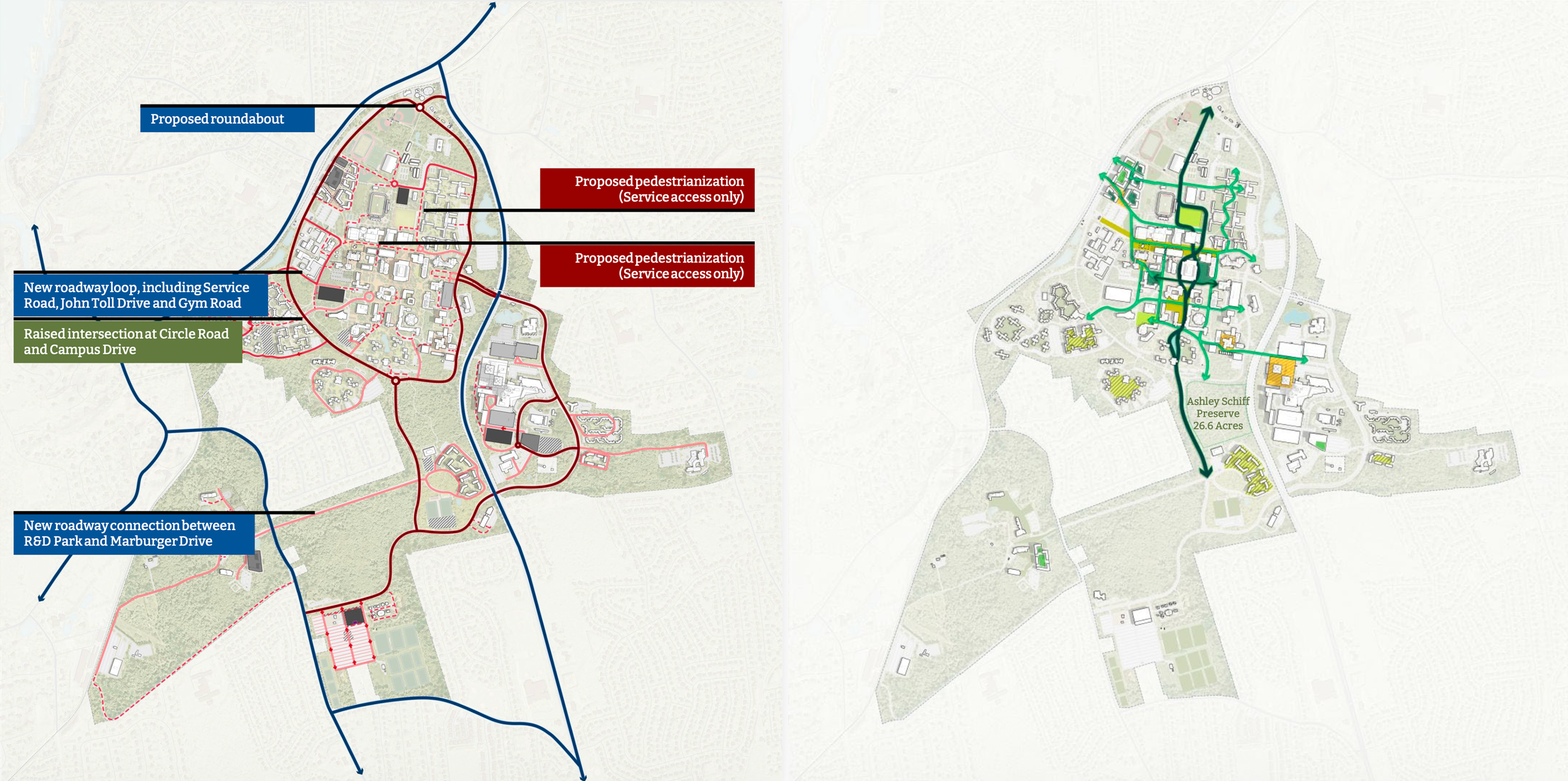 diagrams showing proposed new pathways on the stony brook campus