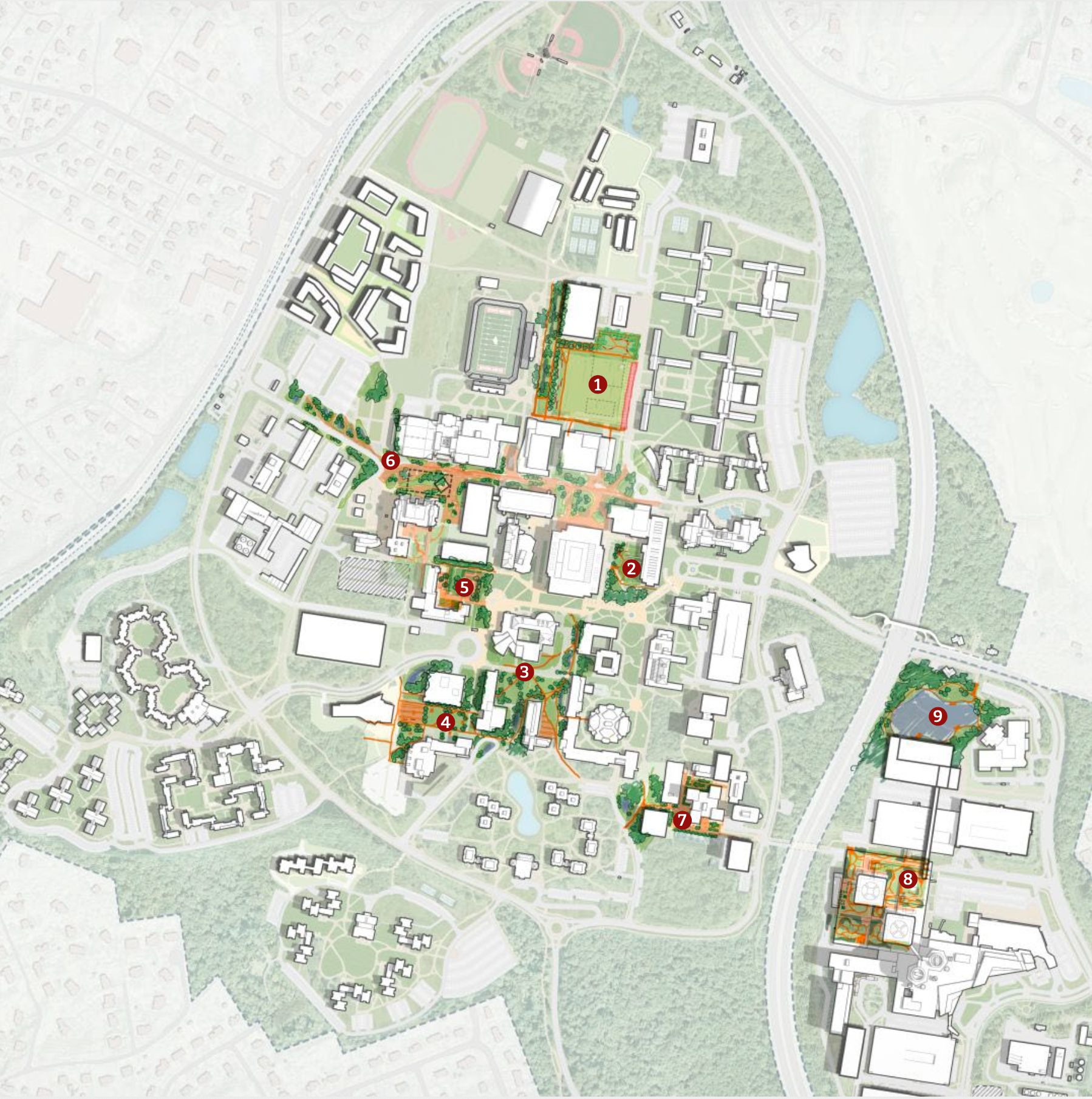 diagram illustrating proposed changes to Stony Brook campus
