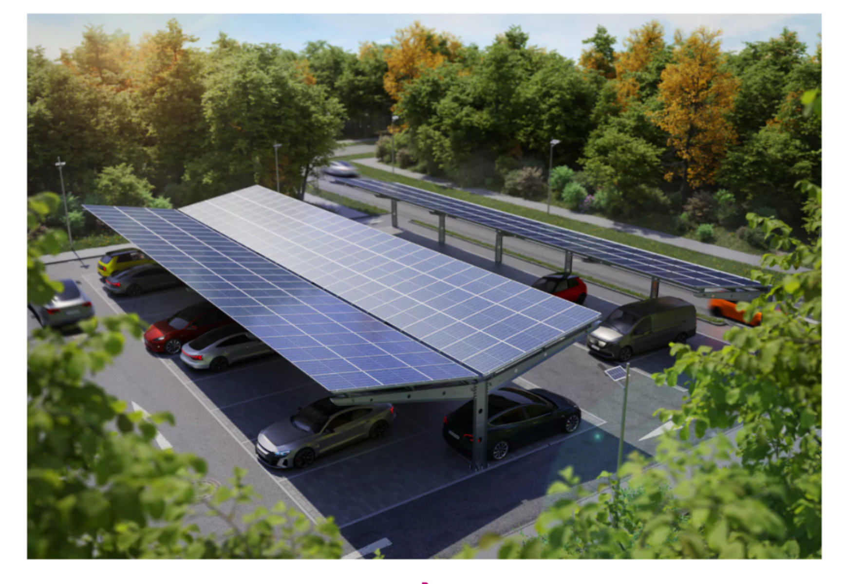 Photo of a solar canopy from above