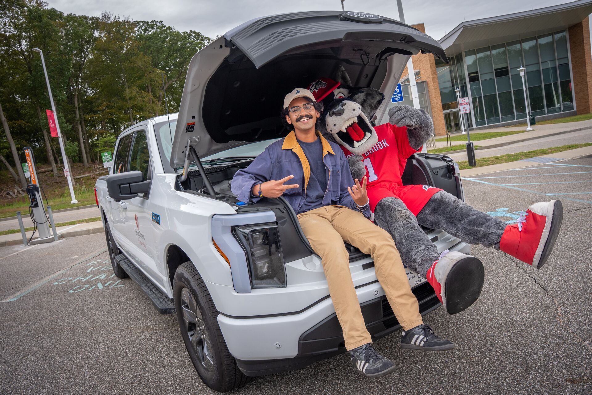 wolfie and a car