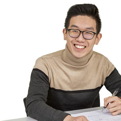 Student Smiling While Writing