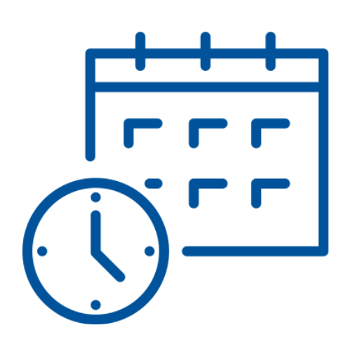 A calendar and clock icon