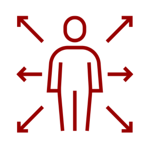 A person icon with arrows pointing outward
