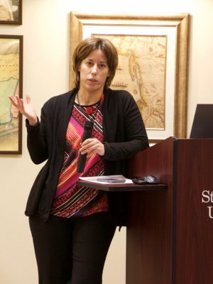 Daniela Flesler at the podium