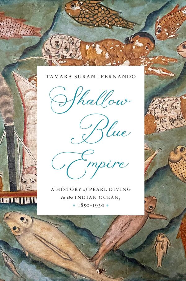 Book cover with painted coy fish and divers 
