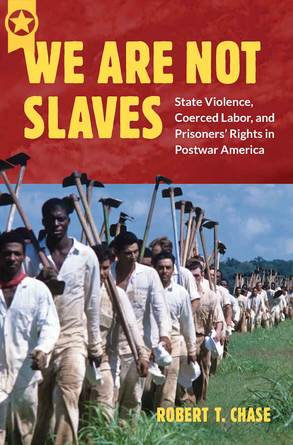book cover of prisoners lined up and walking while carrying work tools