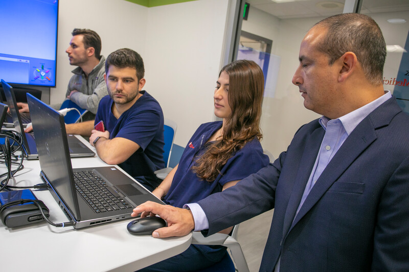 Professional employees collaborating in an office