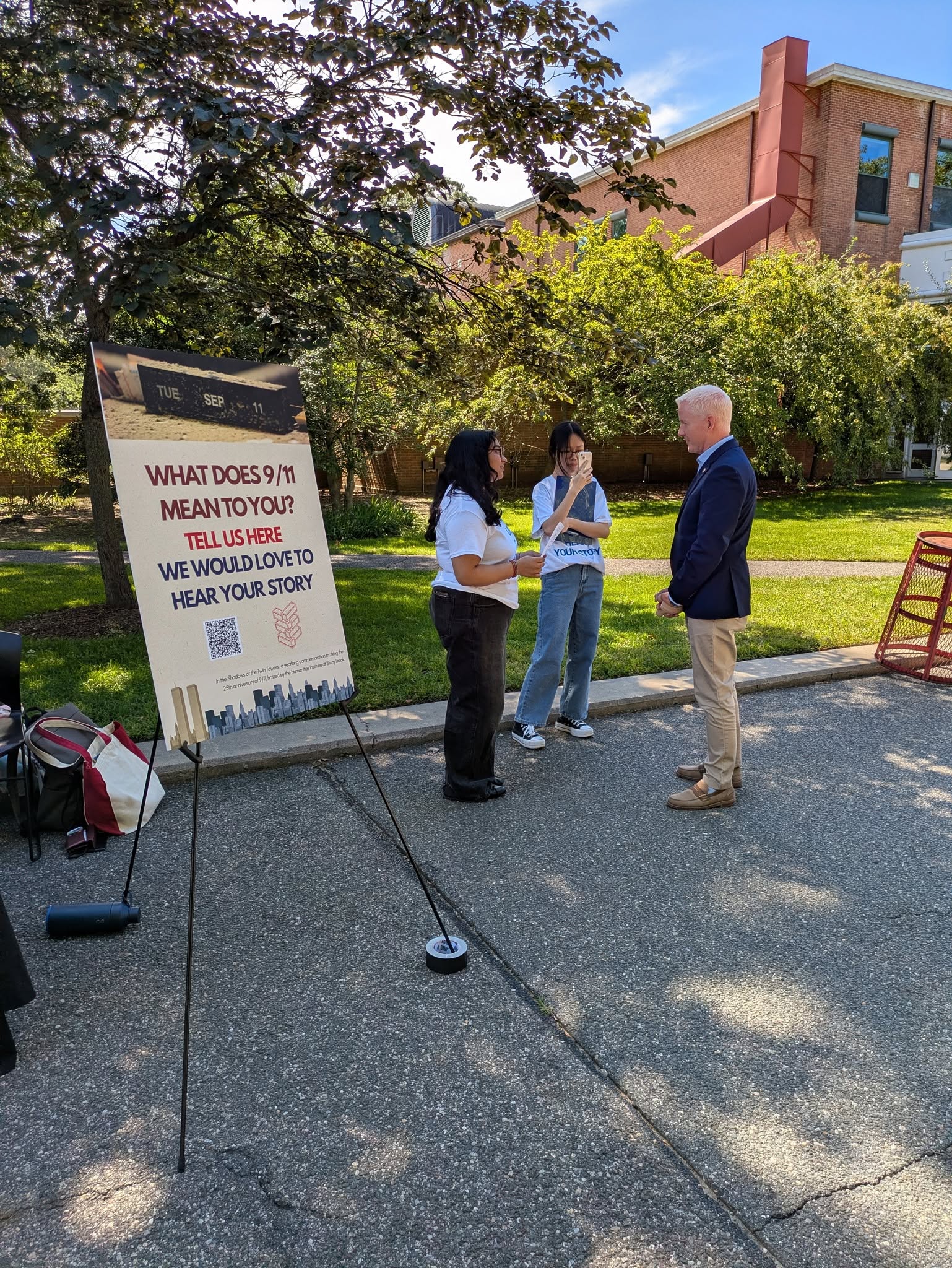 Student researchers conduct field work on the campus mall