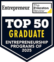 Entrepreneur and The Princeton Review Top 50 Graduate Entrepreneurship Programs of 2025 badge