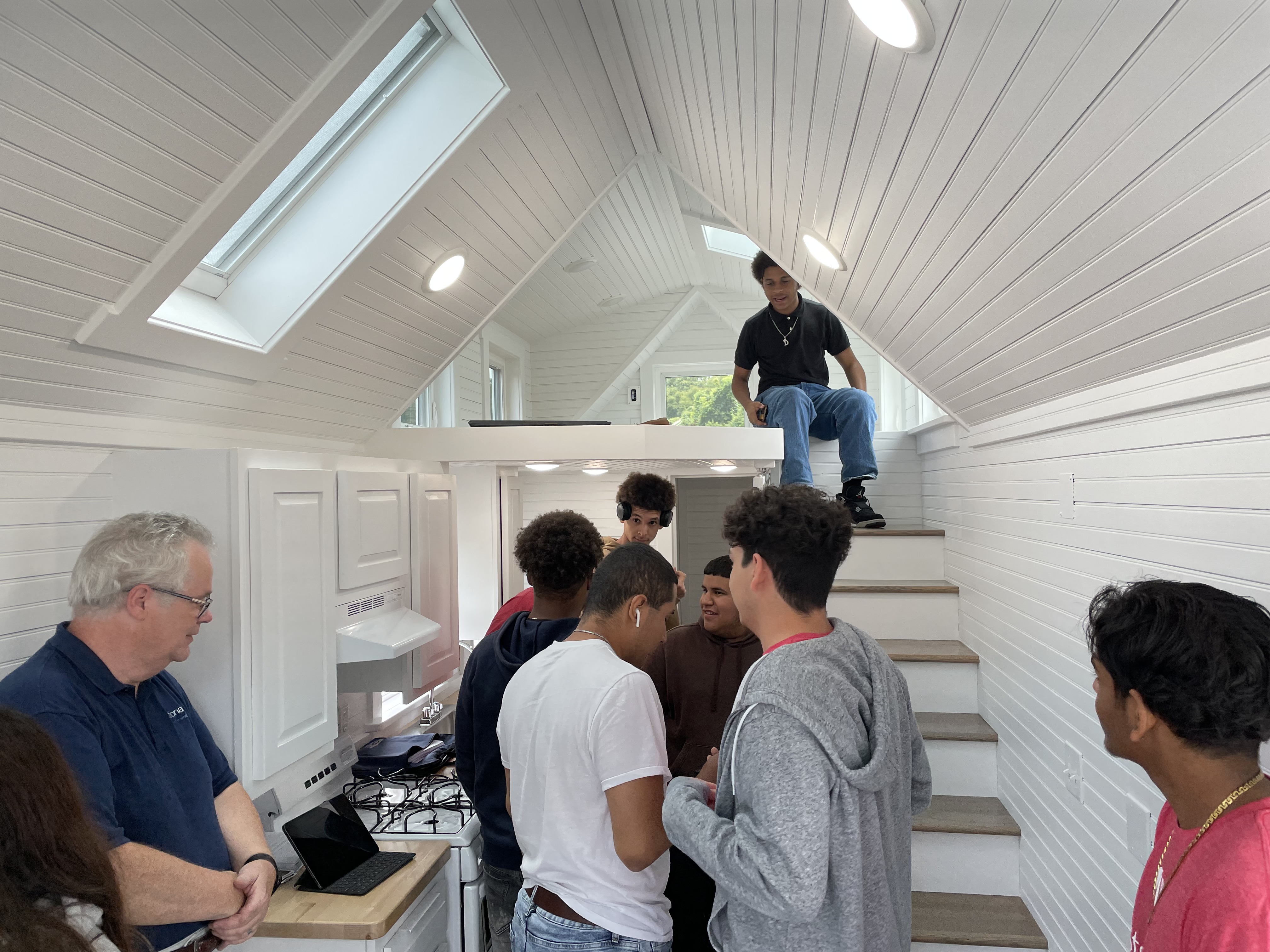 students in tiny home