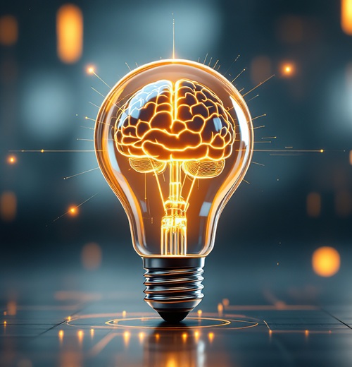AI brain in lightbulb