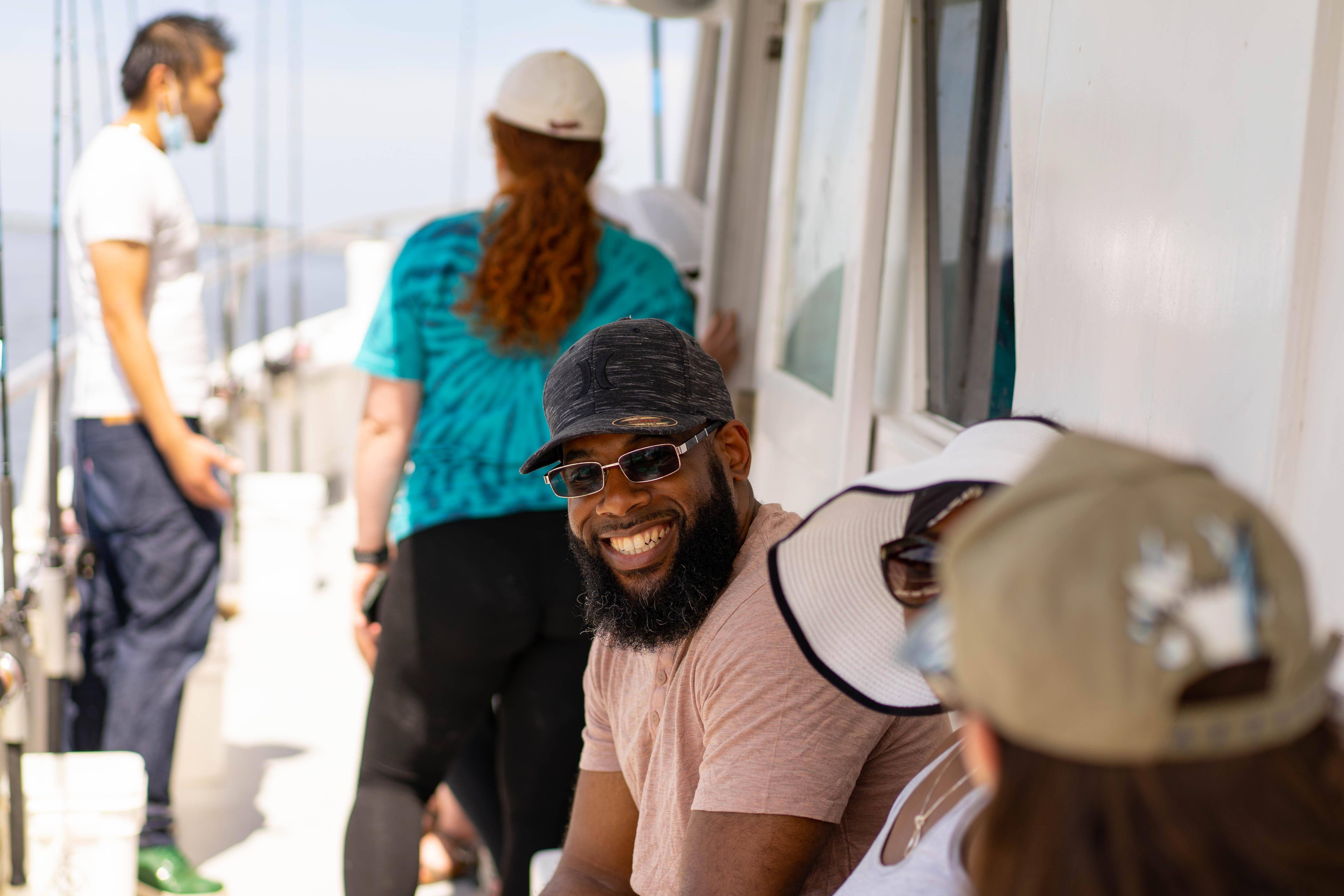 Person smiling on a boat