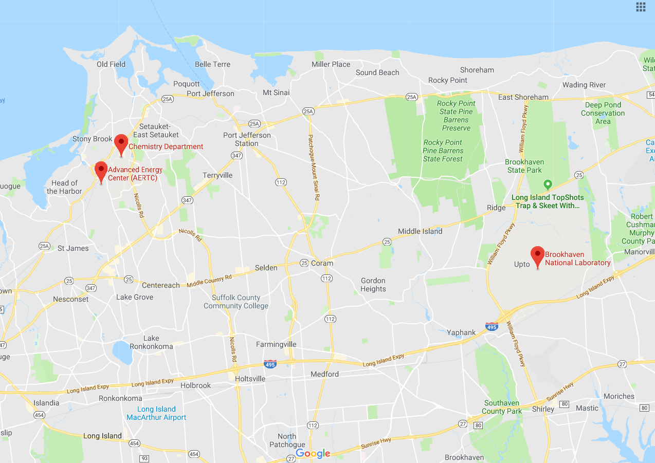 Map with pins at the SBU facilities