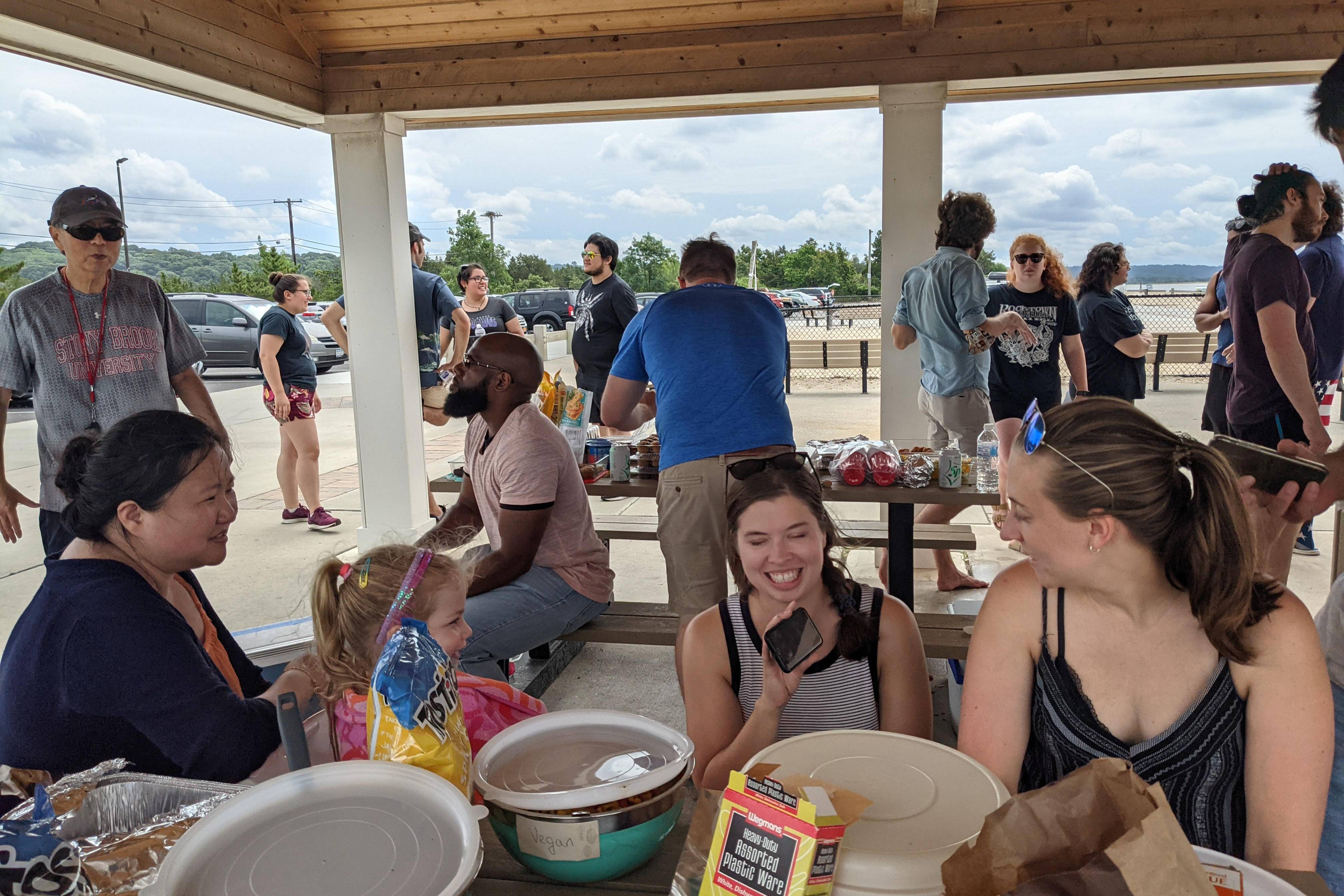 Group of people at a picnic table
