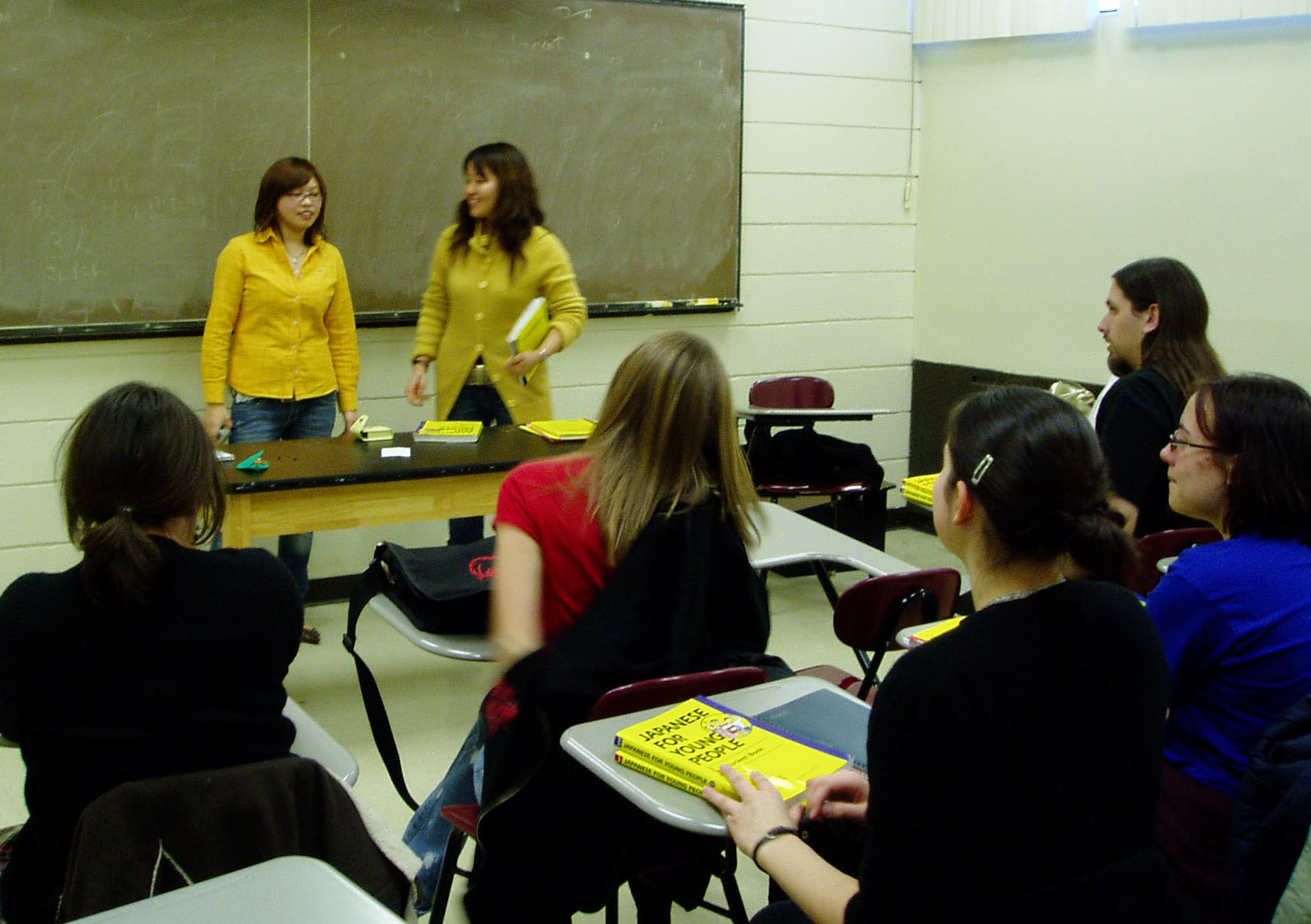 Photo of Japanese lesson in a classroom at Stony Brook