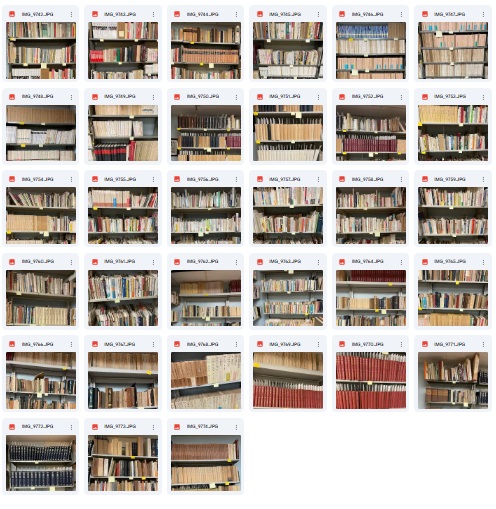 Photo of all book shelves in the Inoh library