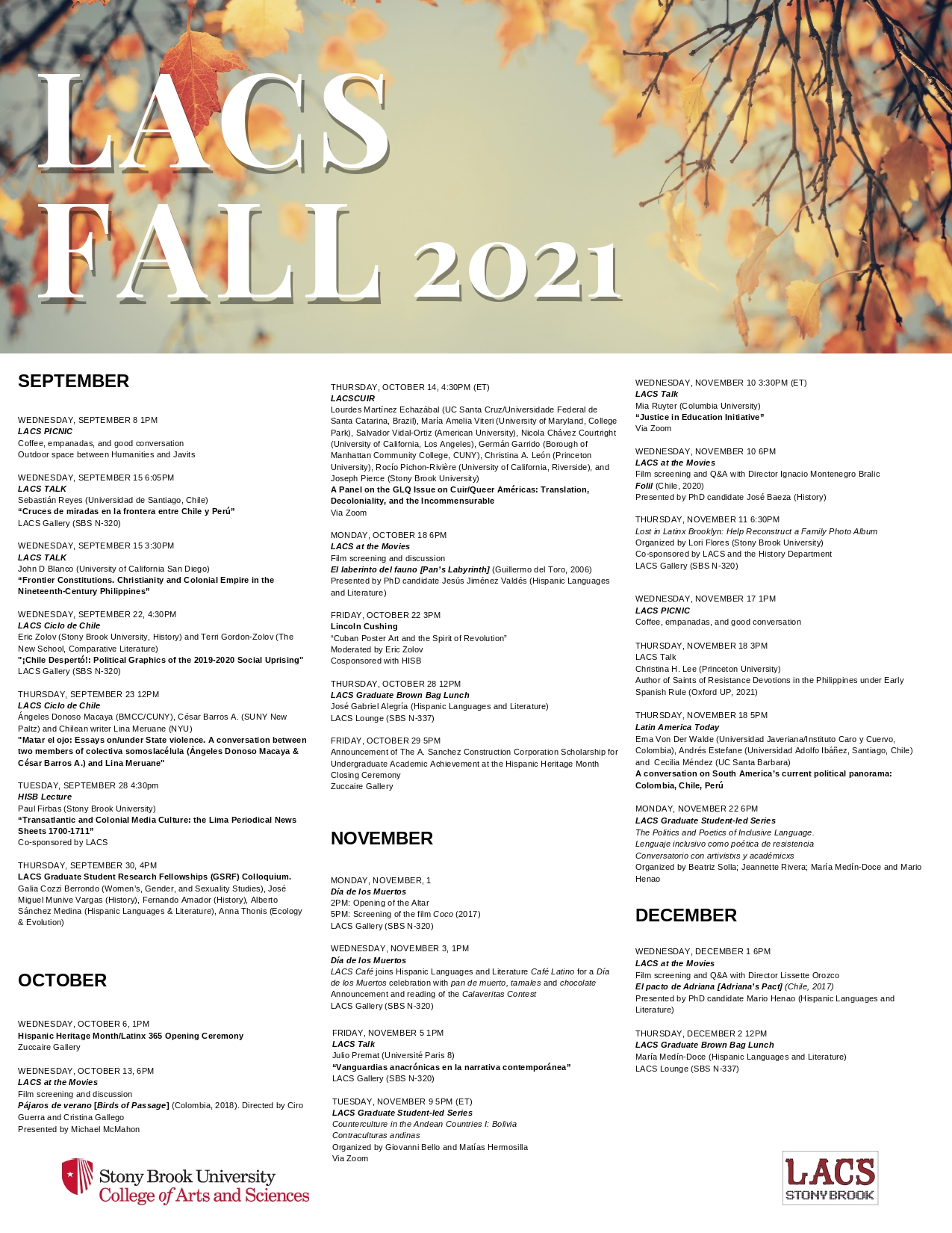 LACS Calendar Fall 2021