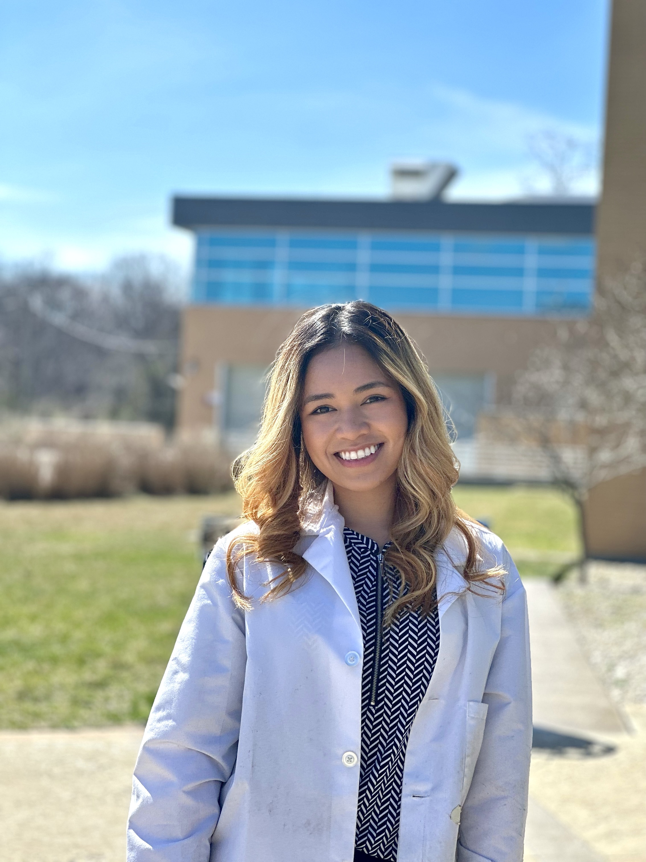 Student in a white coat
