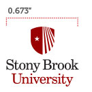 Stony Brook University stacked vertical logo measuring 0.674 inches across