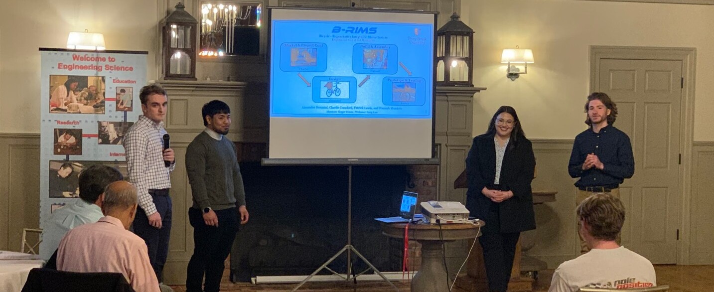 MSCE students presenting their research to an audience during a departmental seminar