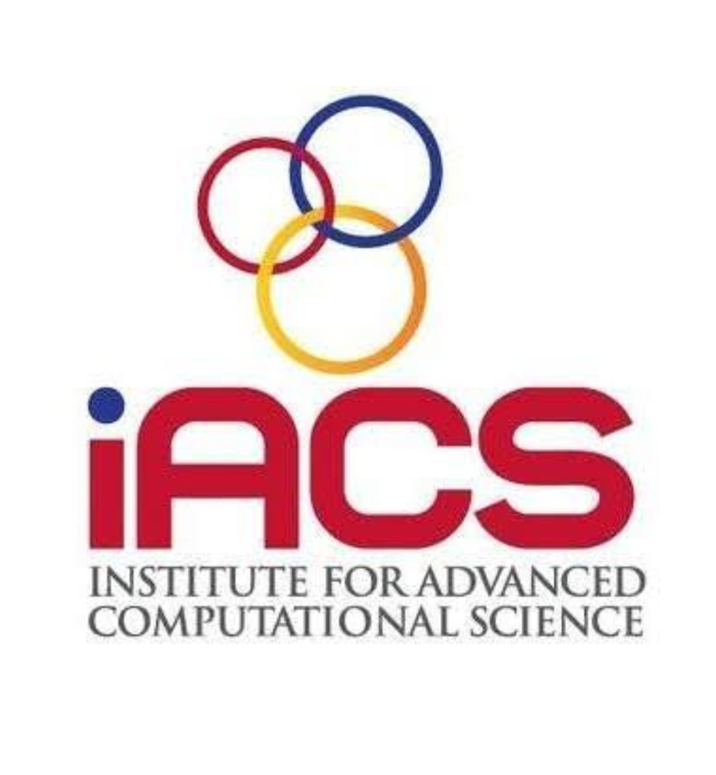 iACS Logo: Interlocking Red, Blue, and Yellow rings with text that reads: iACS Institute for Advanced Computational Science
