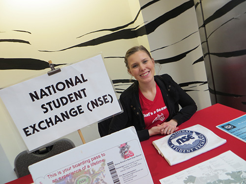 Student at booth for the NSE Admitted Students