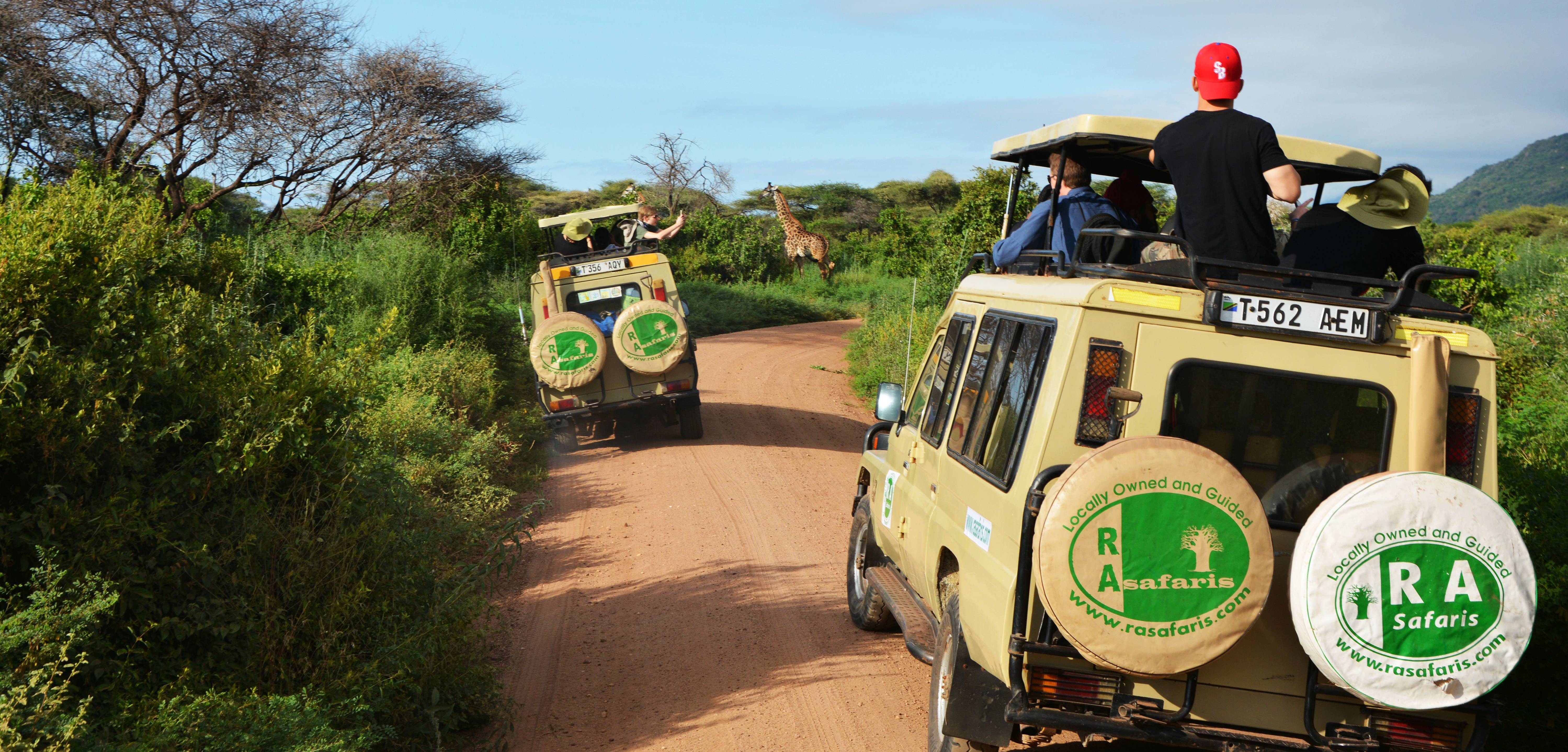 Students on a safari in Tanzania
