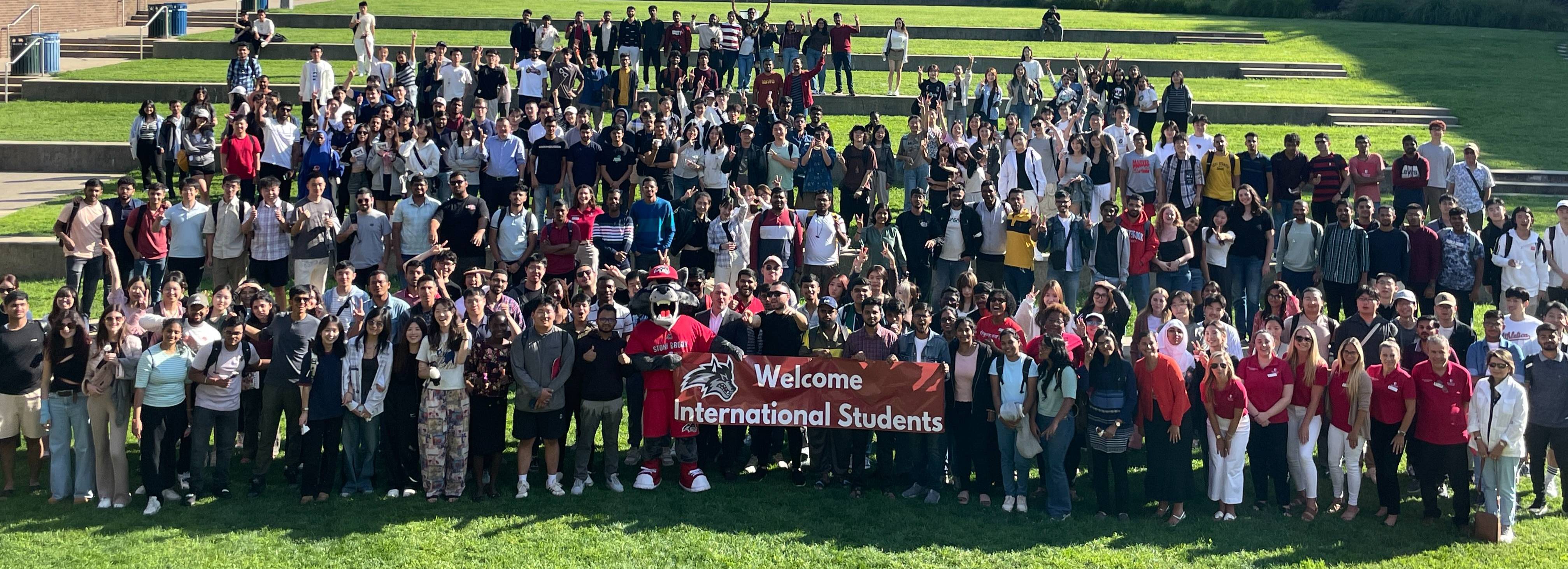 New International Students on Staller Steps