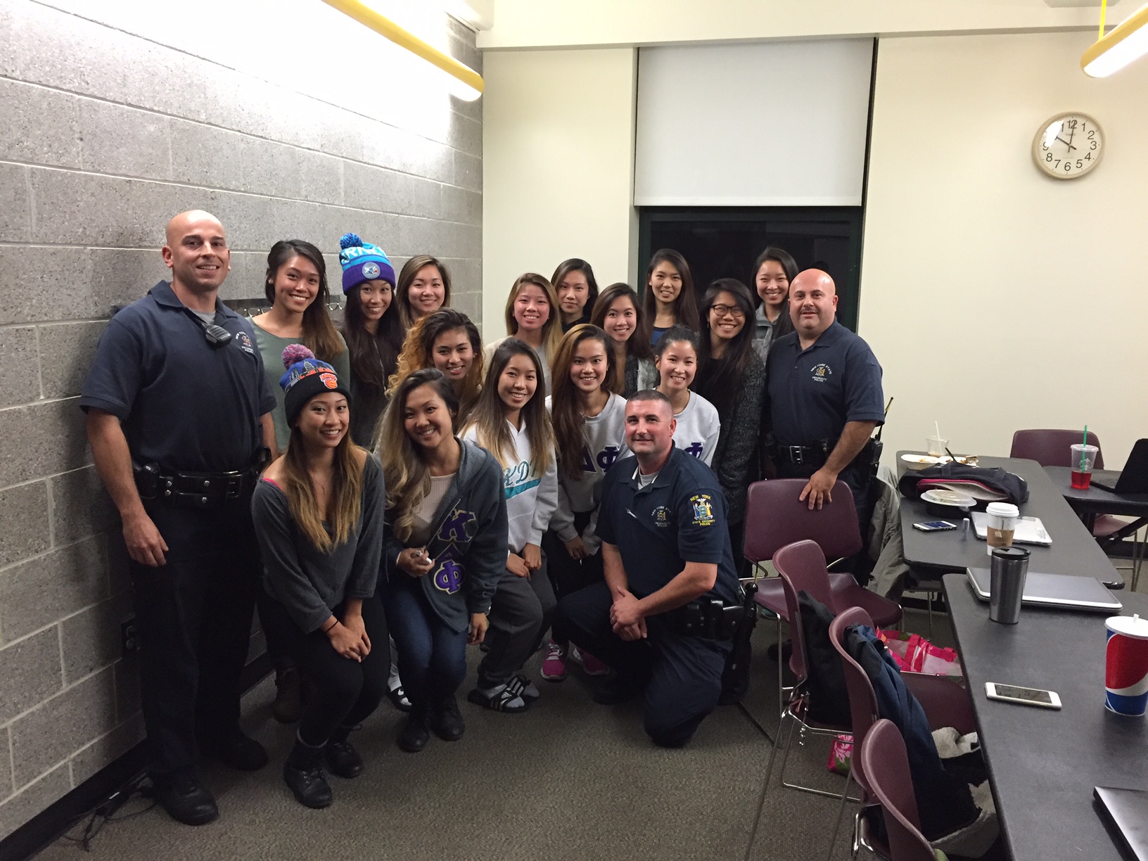 CRT team with a sorority in a classroom