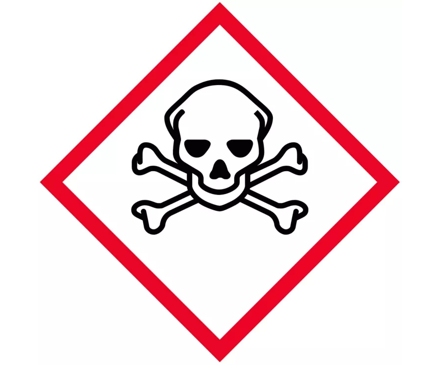 OSHA icon representing substances that are fatal if inhaled, swallowed or in contact with skin. An icon of a skull and crossbones.