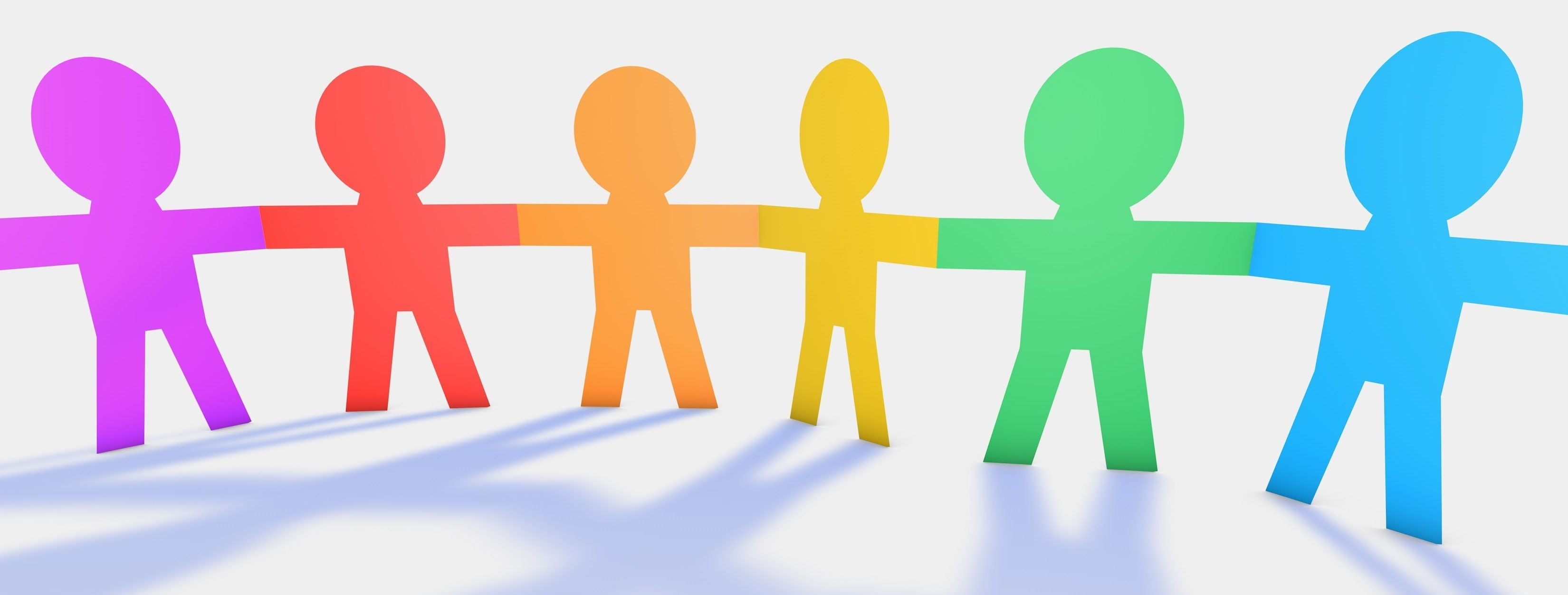 Cutout paper people holding hands